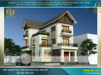 Biệt thự 3 tầng mặt tiền 9m phong cách độc đáo thu hút tại Bắc Giang