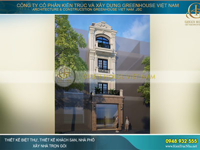 Thiết kế nhà phố tân cổ điển 4 tầng đẹp thanh lịch tại Hà Nội