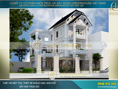 Thi công biệt thự tân cổ điển 3 tầng diện tích 100m2 cuốn hút tại Hà Nội