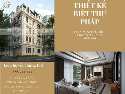 Thiết kế biệt thự Pháp đẹp, đẳng cấp, từng chi tiết