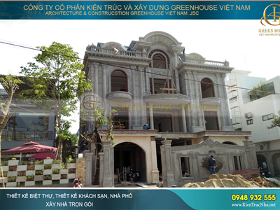 Thi công thực tế biệt thự tân cổ điển 3 tầng diện tích 400m2