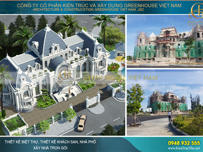 Thi công trọn gói biệt thự cổ điển 3 tầng diện tích 2700m2