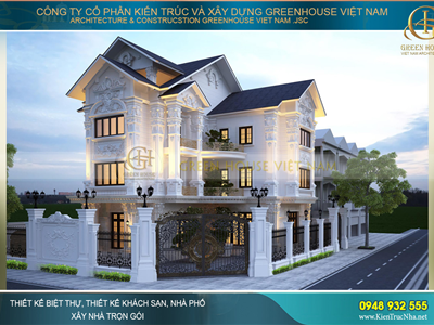 Thiết kế, thi công trọn gói công trình biệt thự 3 tầng tại Hải Phòng