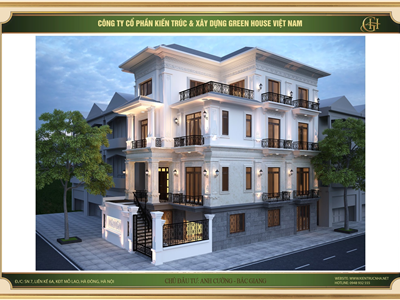 Thiết kế biệt thự tân cổ điển sang trọng tại Bắc Giang - CĐT Anh Cường