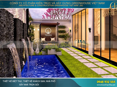 Sân vườn tiểu cảnh thác nước đổ mang đến vẻ đẹp cho không gian