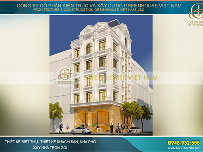 Thiết kế, thi công trọn gói biệt thự phố tân cổ điển 5 tầng đẳng cấp nhất tại Hà Nội
