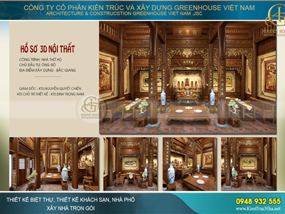 Thiết kế nhà thờ họ nội thất gỗ đẹp trang trọng, linh thiêng nhất