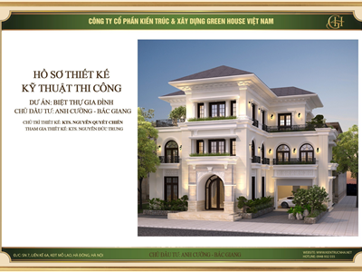 Thiết kế biệt thự 3 tầng phong cách tân cổ điển tại Bắc Giang
