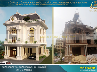 Thi công trọn gói biệt thự tân cổ điển 3 tầng diện tích 130m2
