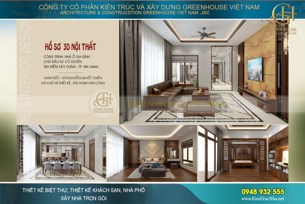 Mẫu nội thất biệt thự hiện đại 3 tầng 290m2