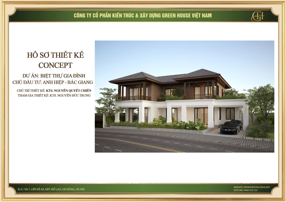 Dự án thiết kế biệt thự gia đình 2 tầng tại Bắc Giang.