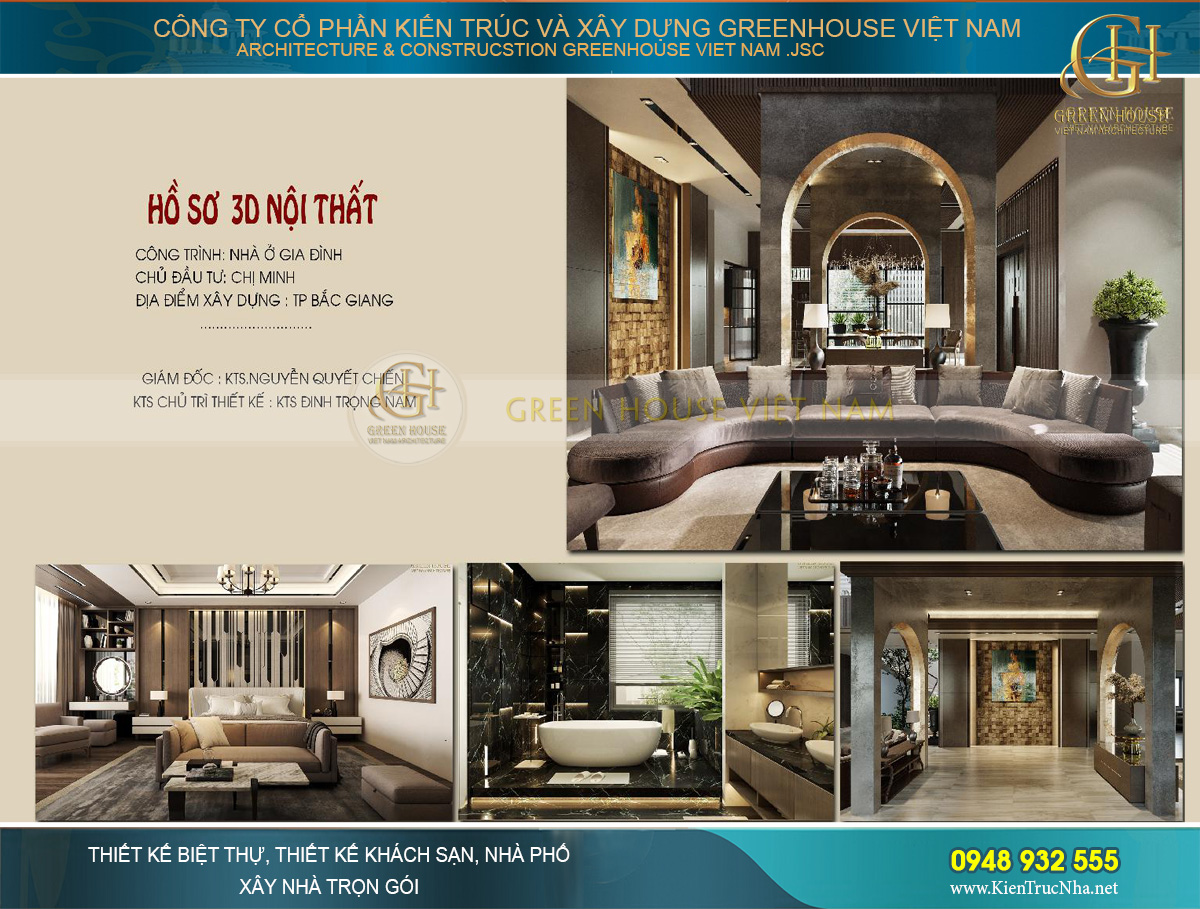 Mẫu nội thất biệt thự hiện đại 2 tầng diện tích 460m2