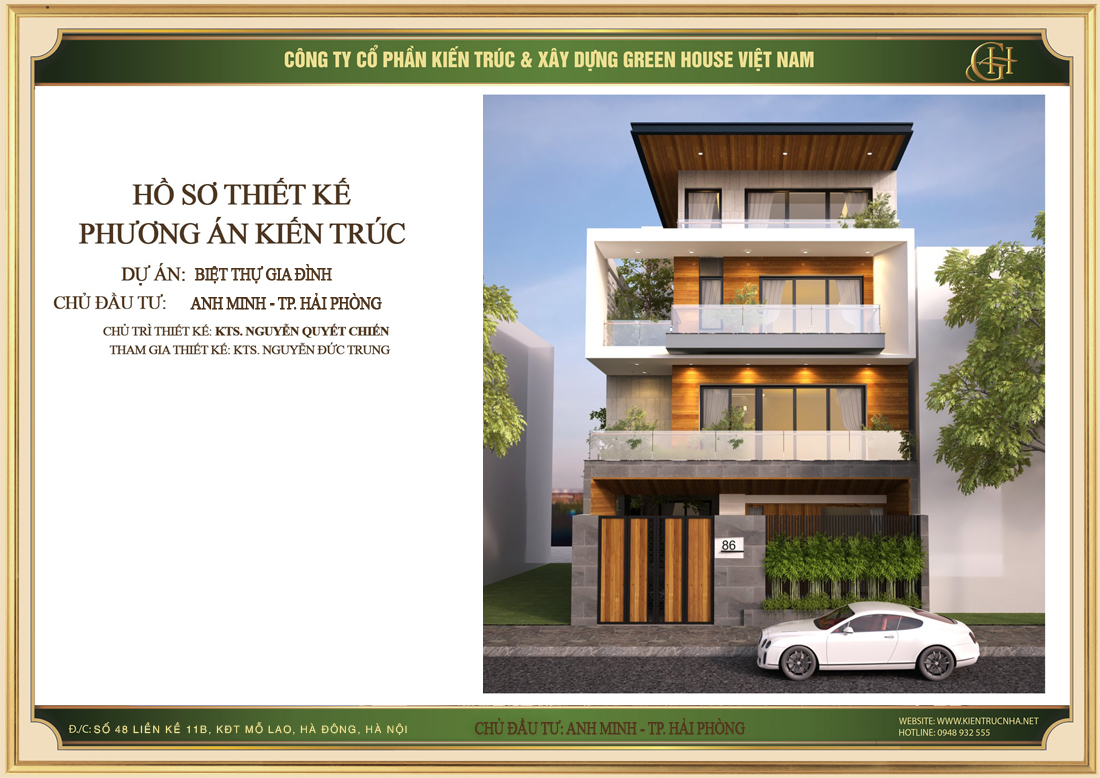 Thiết kế biệt thự hiện đại 4 tầng trẻ trung tại Hải Phòng - CĐT Anh Minh
