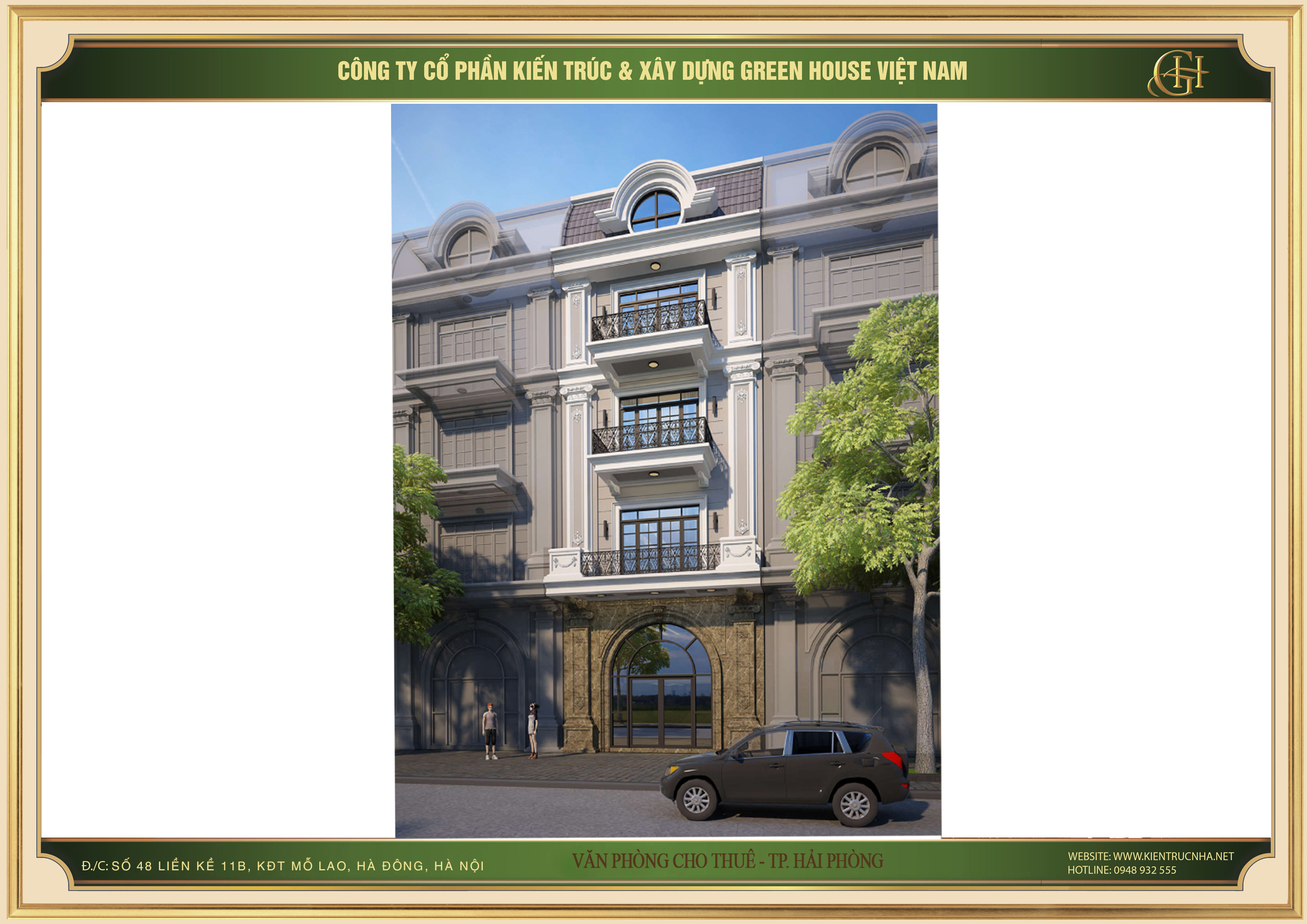 Mẫu thiết kế nhà phố kết hợp văn phòng cho thuê 4 tầng tại Hải Phòng