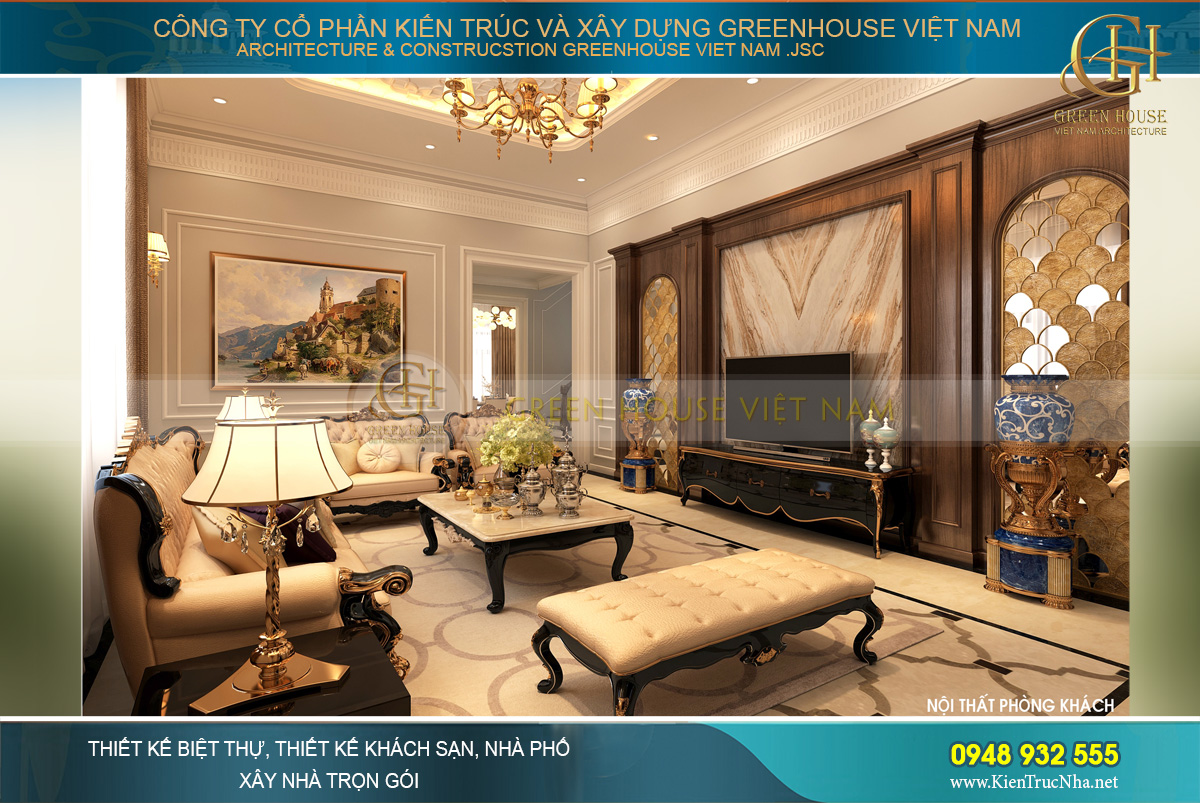 Thiết kế nội thất biệt thự tân cổ điển 3 tầng - Anh Hoài