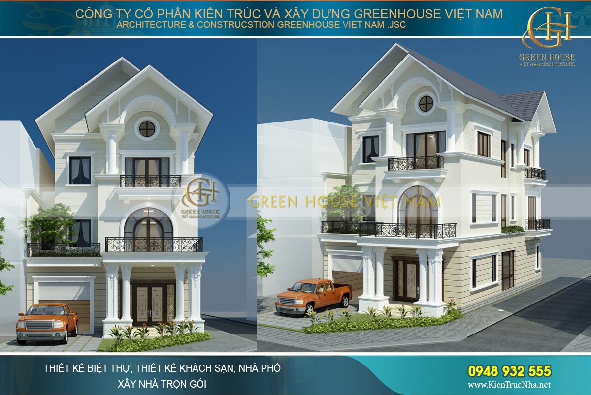 Biệt thự tân cổ điển 3 tầng mái Thái