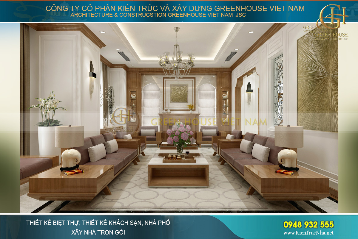 Mẫu thiết kế nội thất biệt thự tân cổ điển Á Đông đẹp