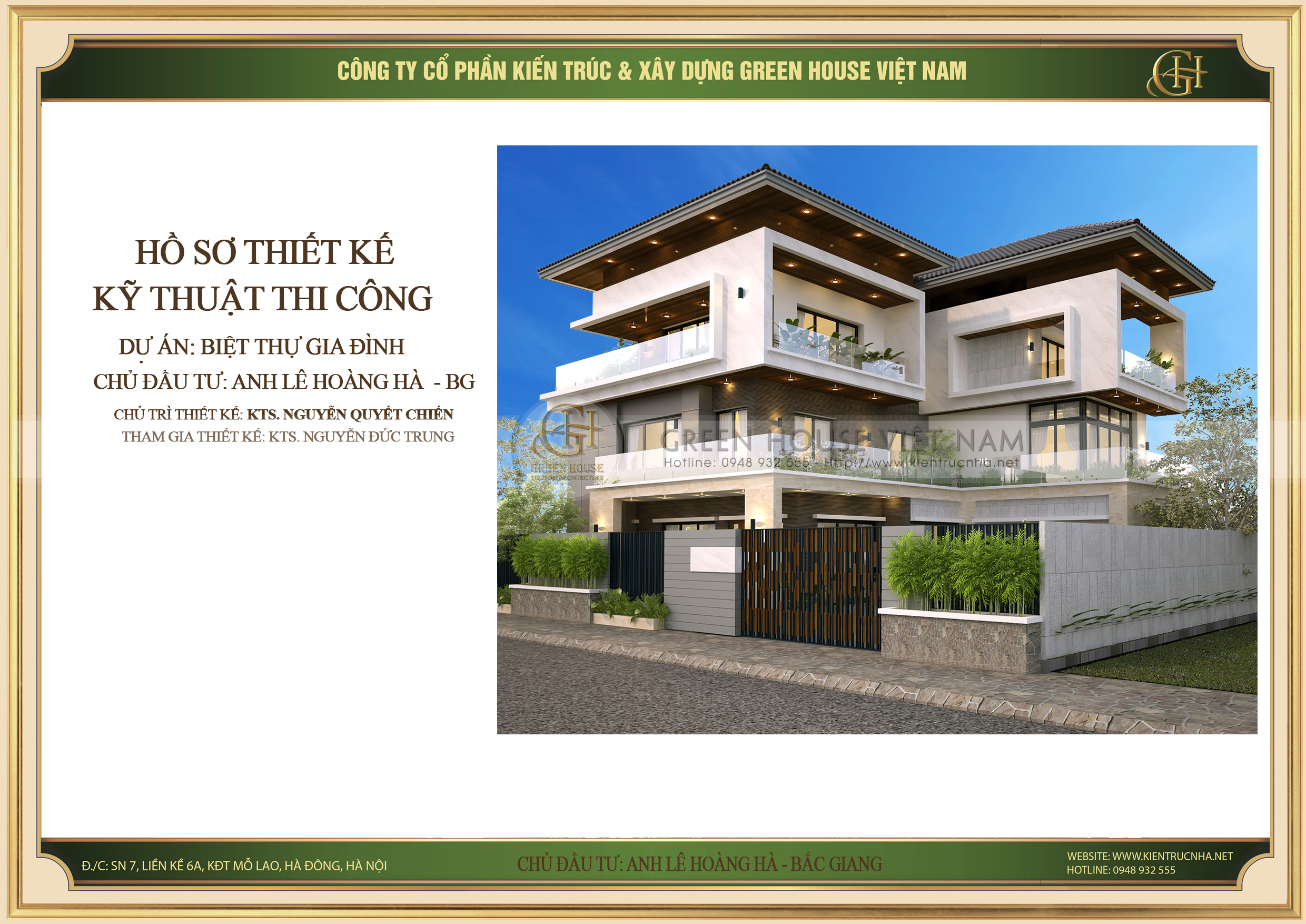 Hoàn thiện công trình biệt thự 3 tầng phong cách hiện đại tại Bắc Giang - CĐT Anh Hà