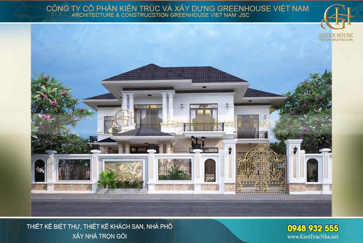 Biệt thự tân cổ điển 2 tầng mái Thái