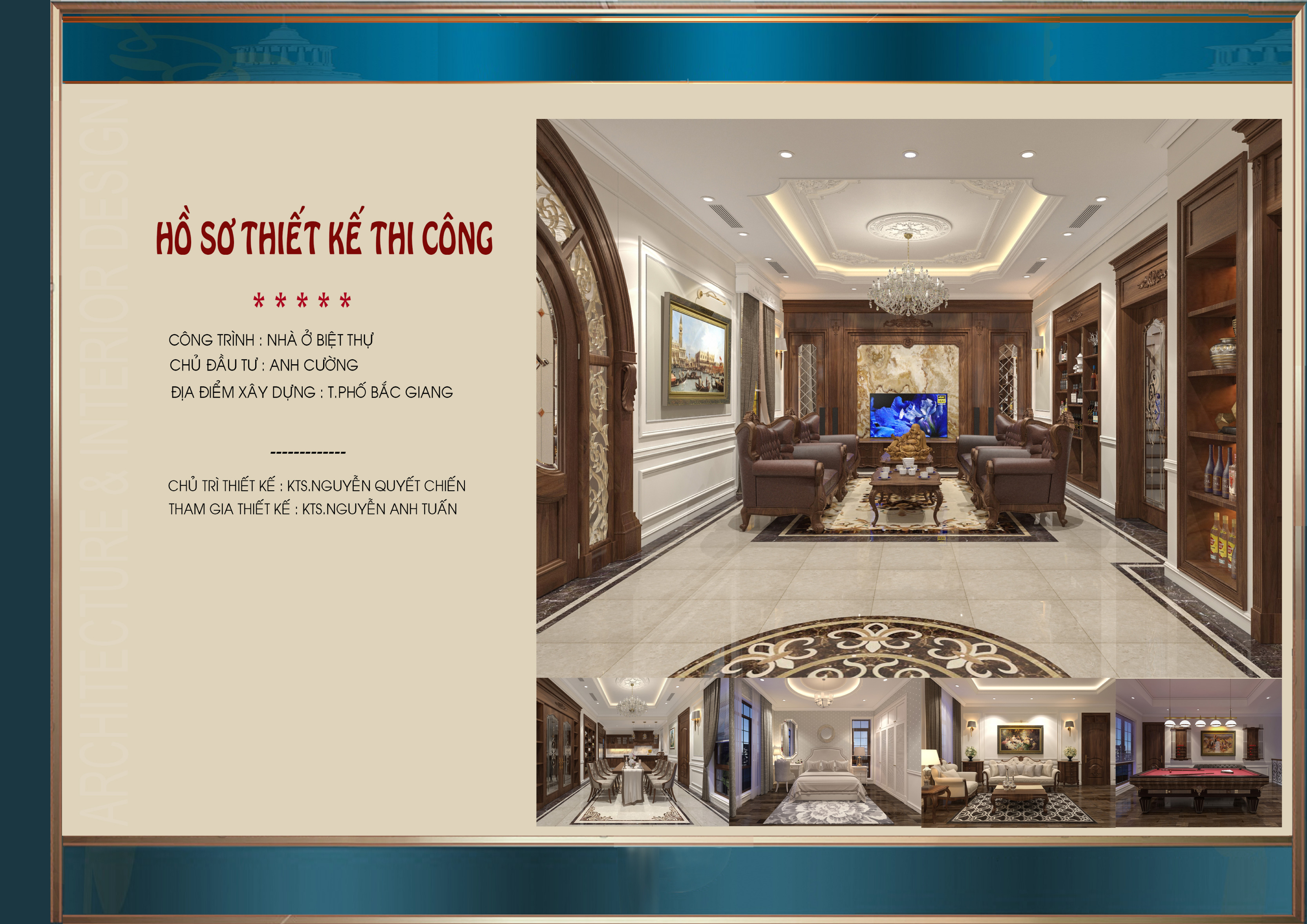 Thiết kế nội thất biệt thự tân cổ điển 3 tầng đẳng cấp tại Bắc Giang