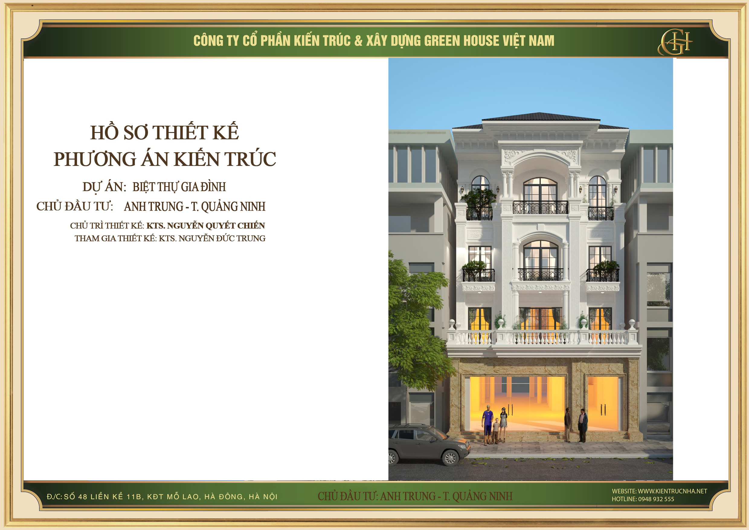 Thiết kế biệt thự kết hợp kinh doanh 4 tầng - Phong cách tân cổ điển