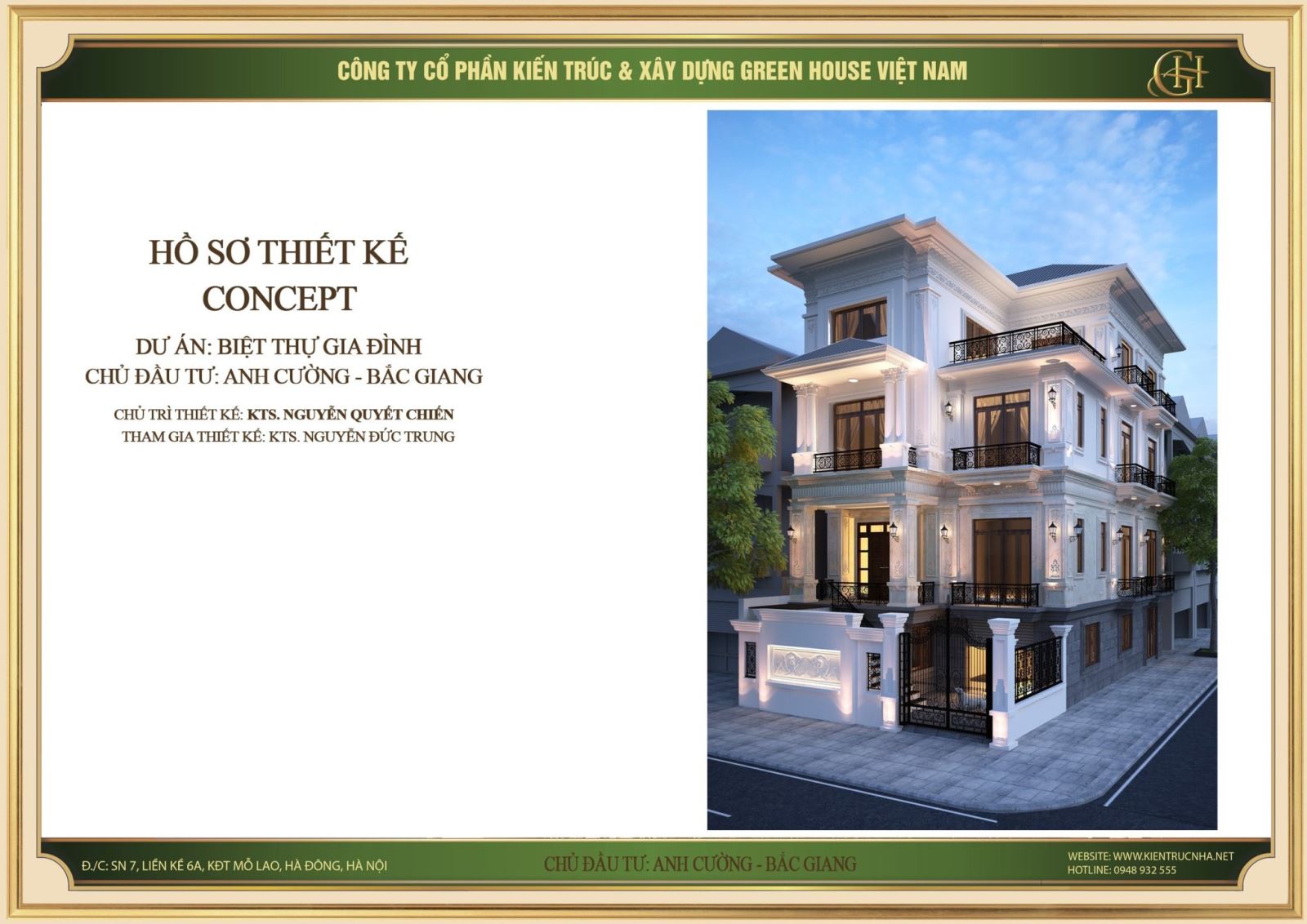 Thiết kế biệt thự tân cổ điển sang trọng tại Bắc Giang