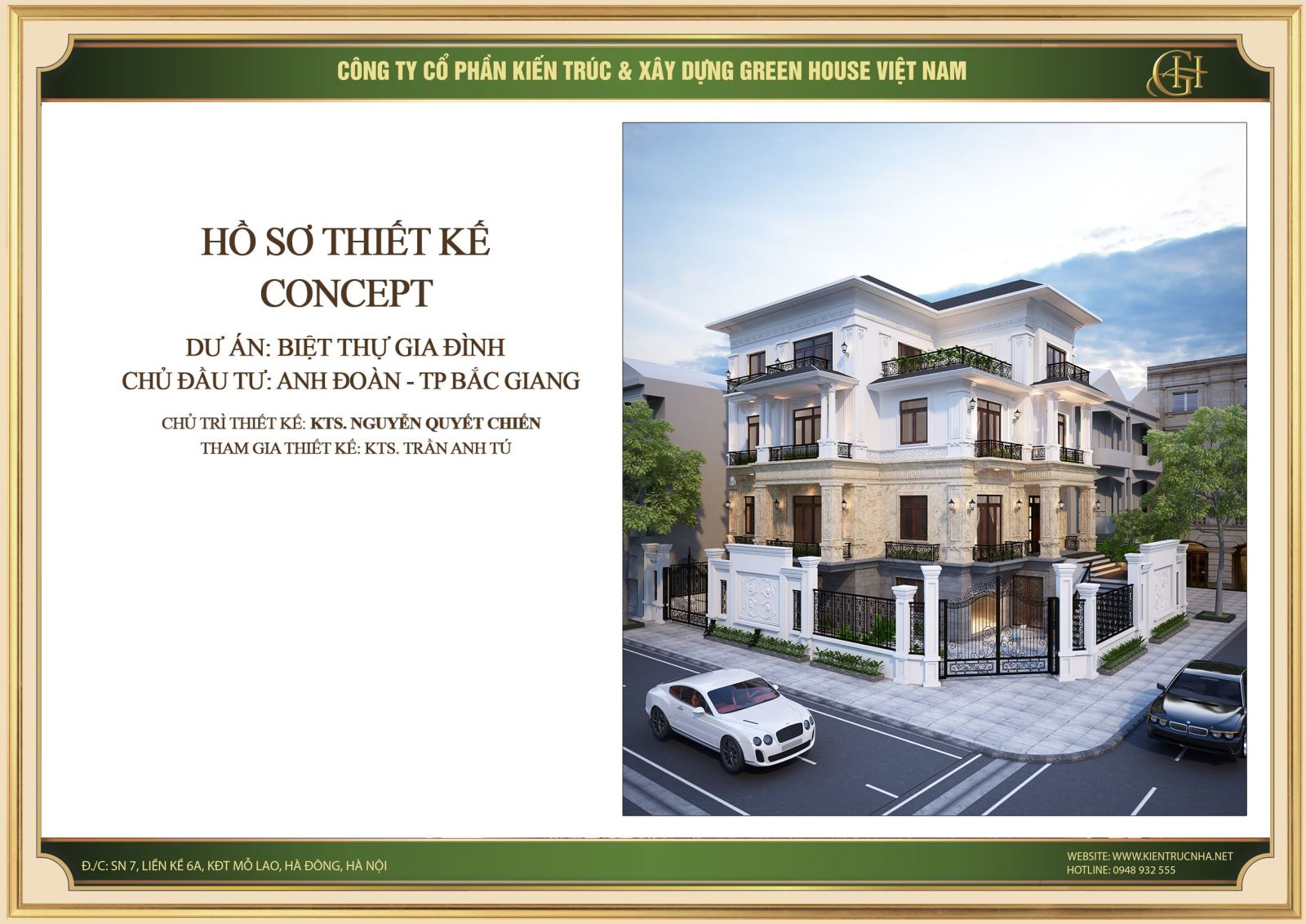 Thiết kế biệt thự 4 tầng tân cổ điển tại Bắc Giang