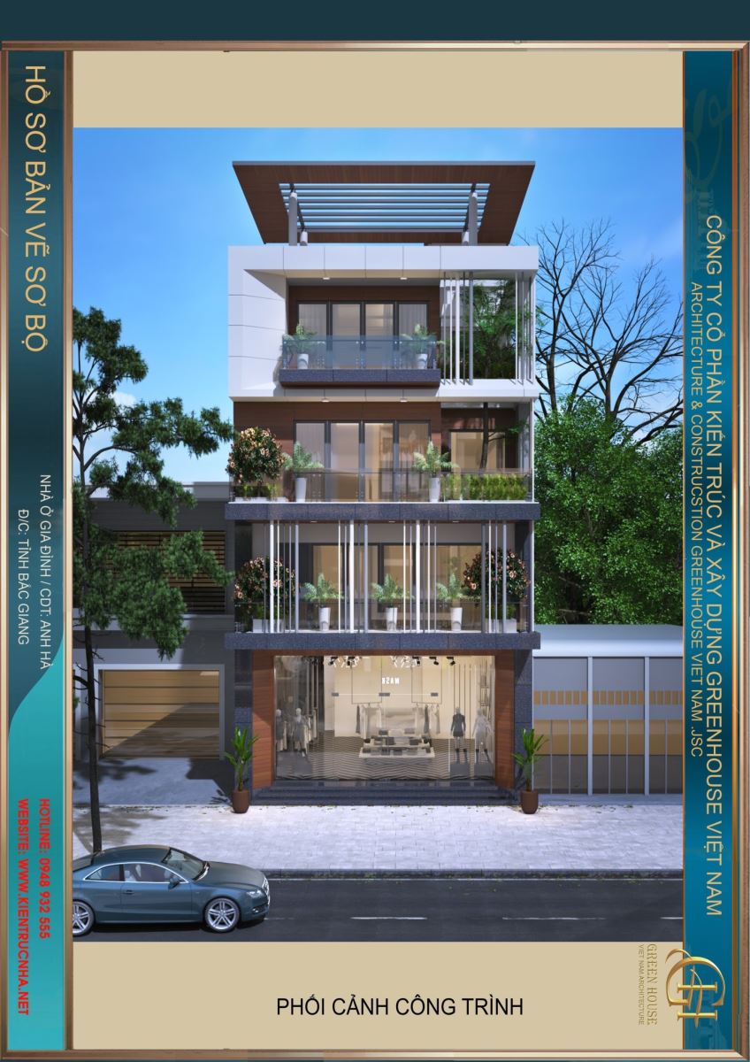 Thiết kế nhà phố 4 tầng phong cách hiện đại tại Bắc Giang