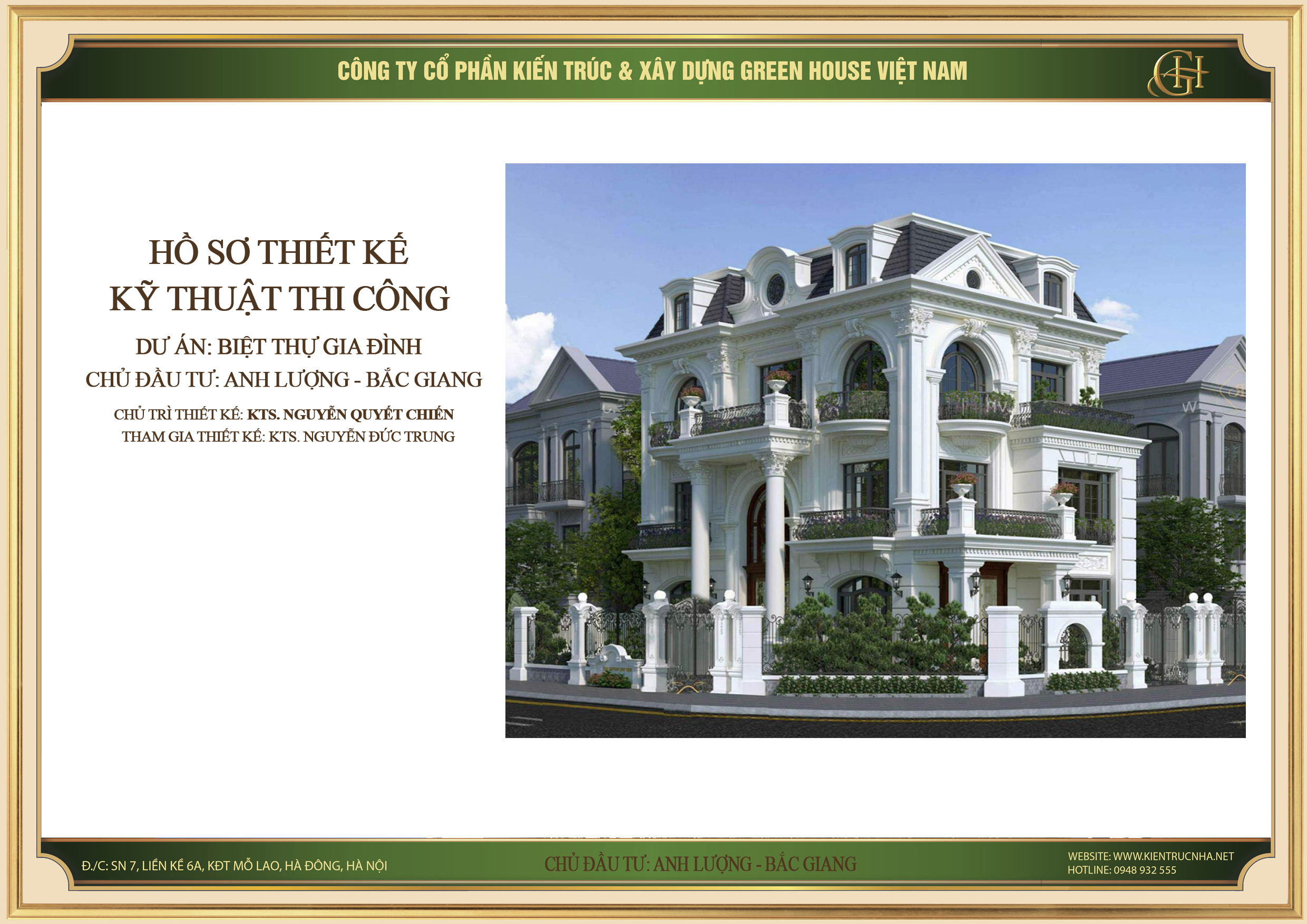 Kiến trúc biệt thự cổ điển 3 tầng tại Bắc Giang