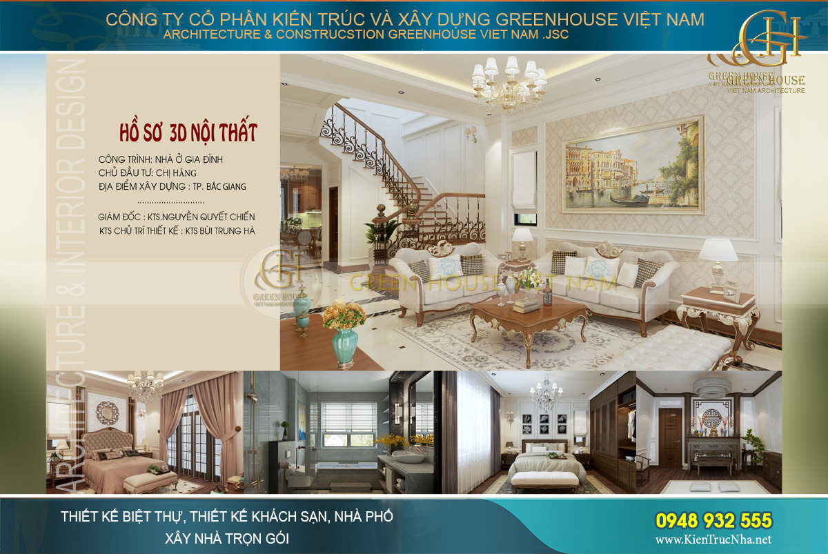 Thiết kế nội thất nhà phố tân cổ điển 180m2 mặt tiền 5m