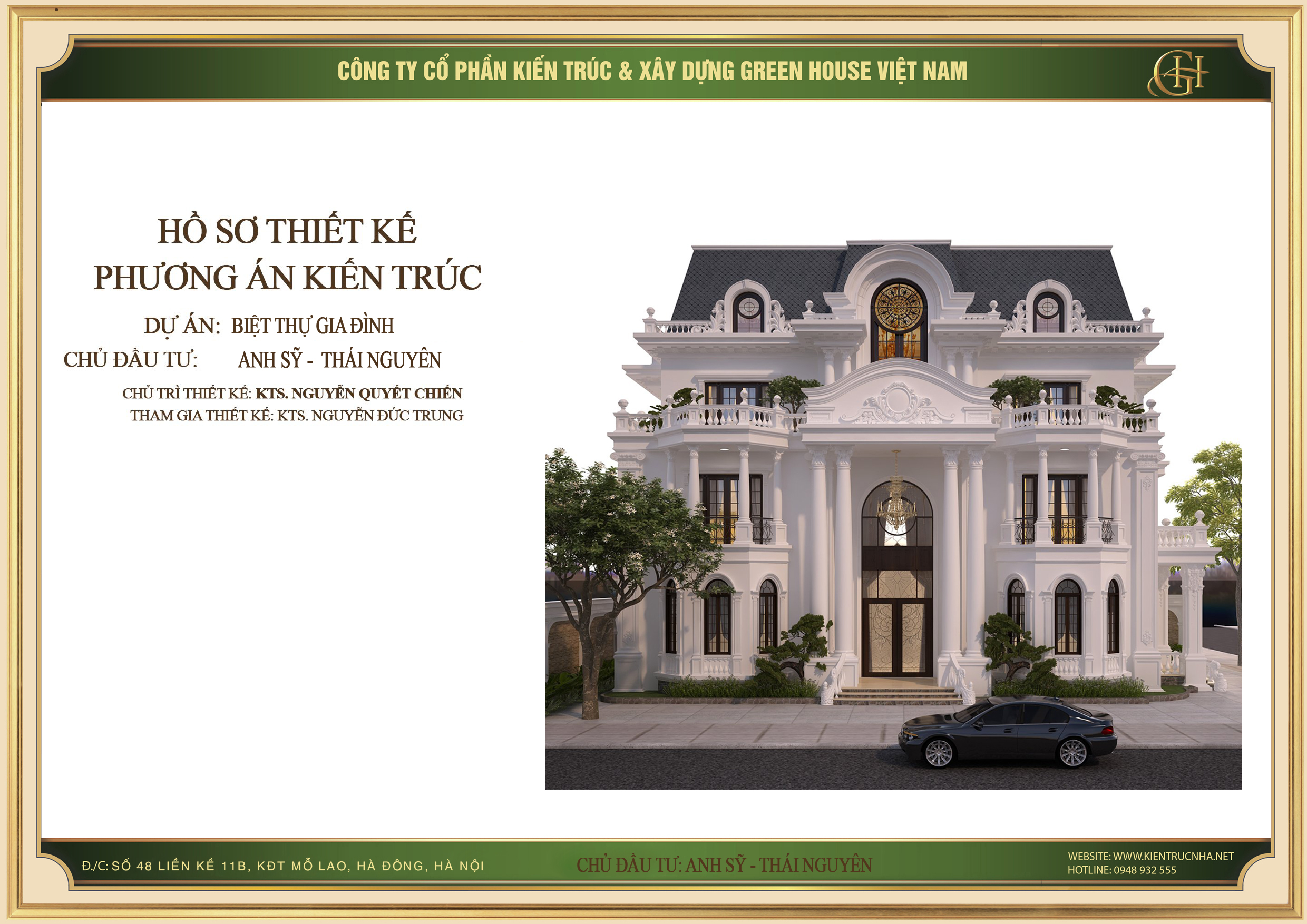 Biệt thự 3 tầng đẹp đẳng cấp tại Thái Nguyên - Kiến trúc tân cổ điển