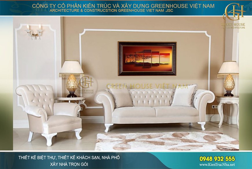 Set sofa chester trắng/đen