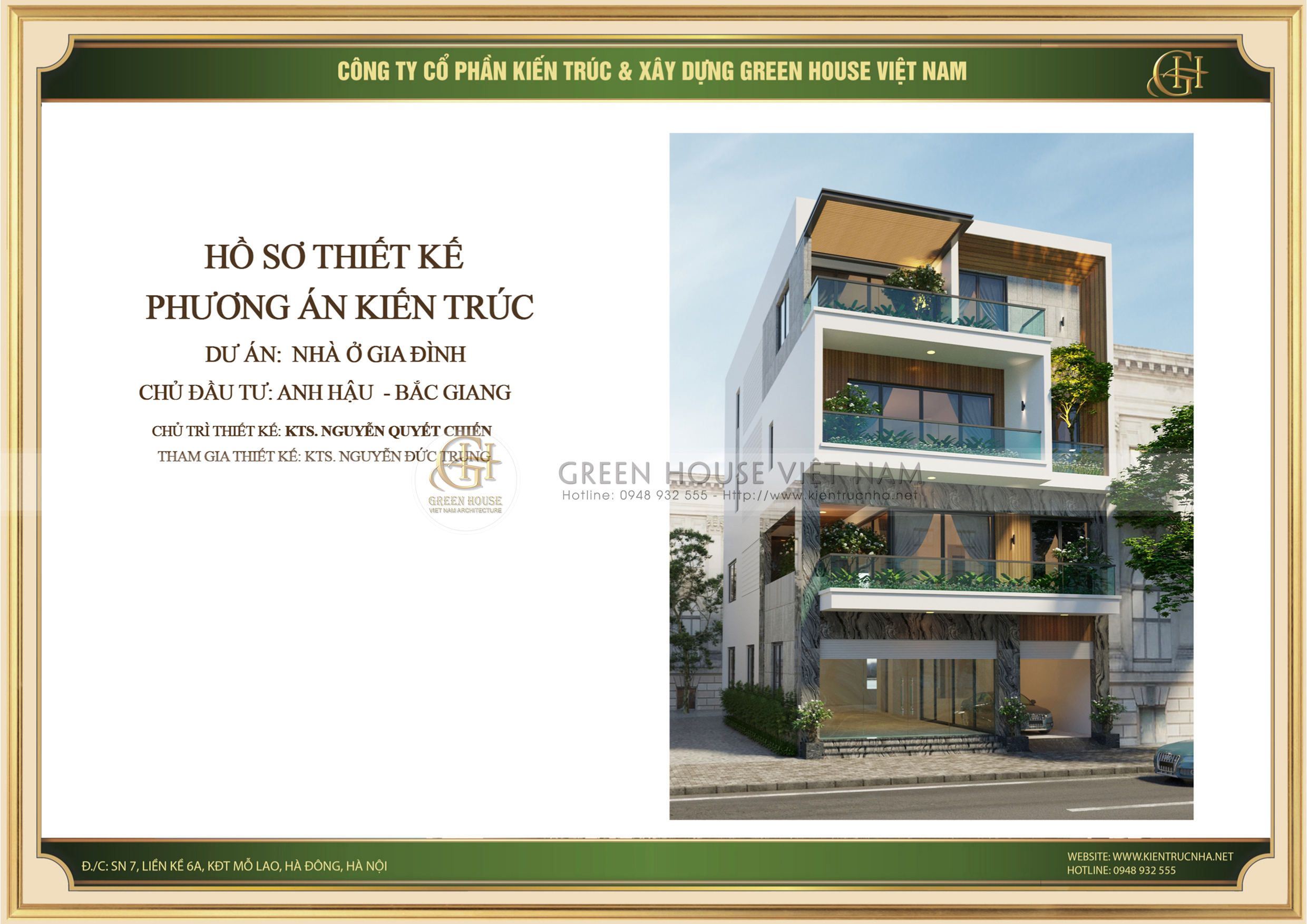 Mẫu thiết kế biệt thự 4 tầng đẹp hiện đại tại Bắc Giang - CĐT Anh Hậu