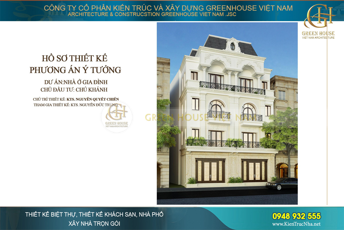 Mẫu nhà phố song lập tân cổ điển mặt tiền 12m