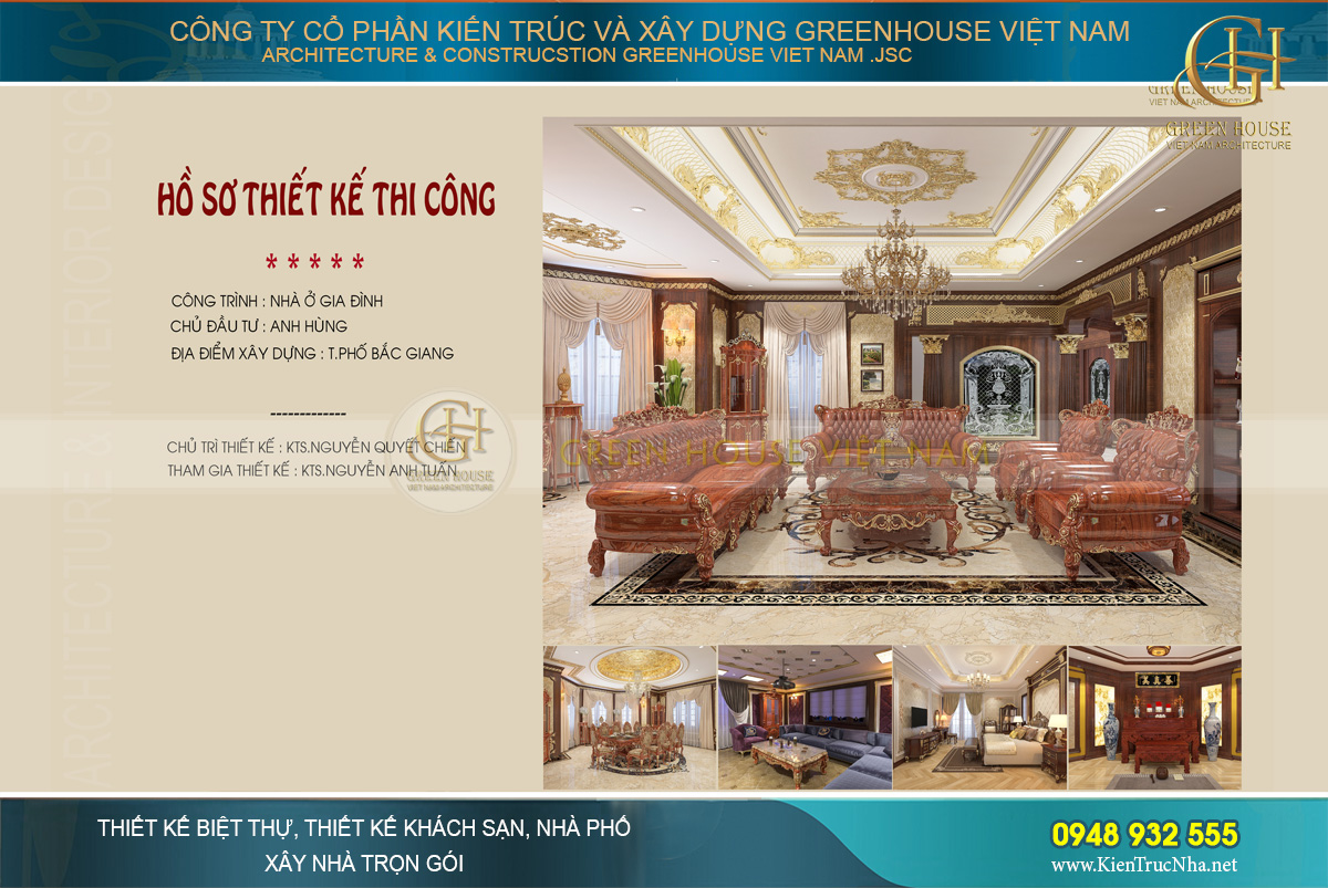 Mẫu nội thất biệt thự tân cổ điển 4 tầng 400m2