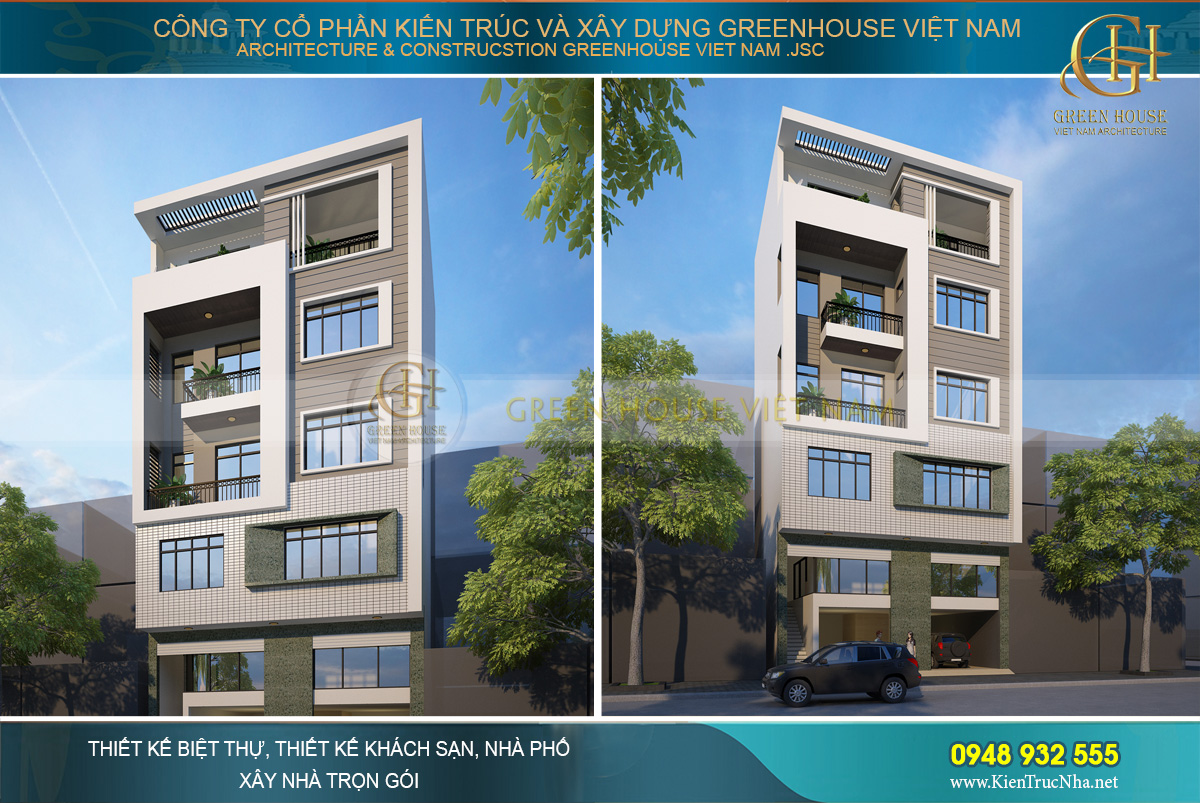 Mẫu nhà phố hiện đại 5 tầng mặt tiền 7,5m