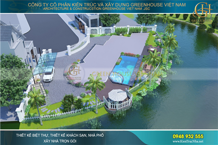 Thiết kế sân vườn biệt thự ven sông đẳng cấp