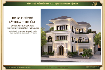 Mẫu biệt thự 3 tầng phong cách tân cổ điển tại Bắc Giang