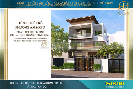 Thiết kế biệt thự 3 tầng hiện đại tại Bắc Giang - CĐT Chị Giang