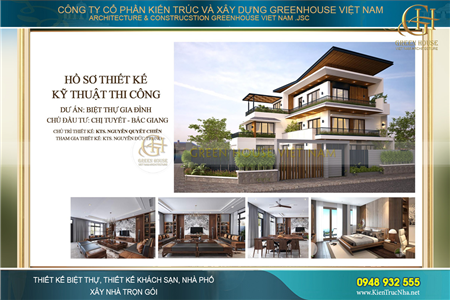 Dự án thiết kế biệt thự 3 tầng hiện đại nhà chị Tuyết tại Bắc Giang