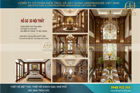 Thiết kế nội thất biệt thự tân cổ điển 4 tầng - Bắc Giang