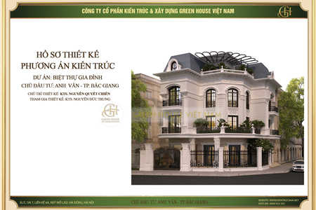 Thiết kế biệt thự tân cổ điển lô góc 3 tầng đẹp tinh tế tại Bắc Giang