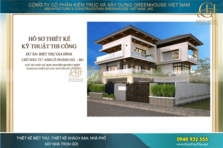 Dự án thiết kế biệt thự hiện đại 3 tầng nhà Anh Hà tại Bắc Giang