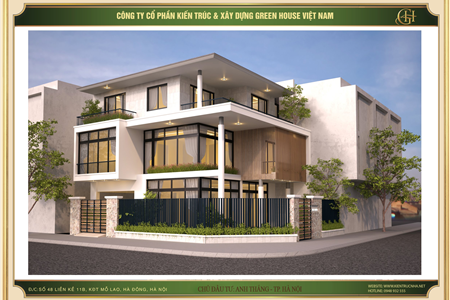 Dự án thiết kế biệt thự hiện đại 2 mặt tiền tại Hà Nội - CĐT Anh Thắng