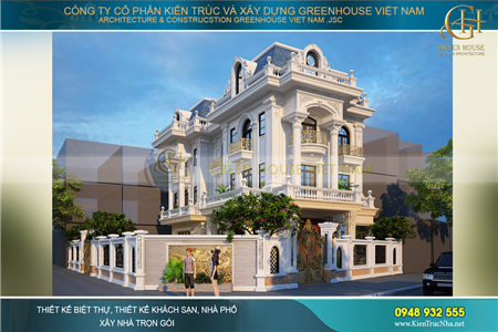 Mẫu biệt thự tân cổ điển 3 tầng mặt tiền 10m