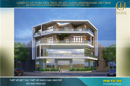 Thiết kế biệt thự hiện đại 4 tầng 3 mặt tiền