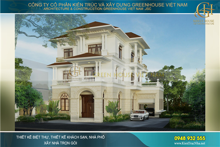 Mẫu biệt thự tân cổ điển 3 tầng mặt tiền 20m