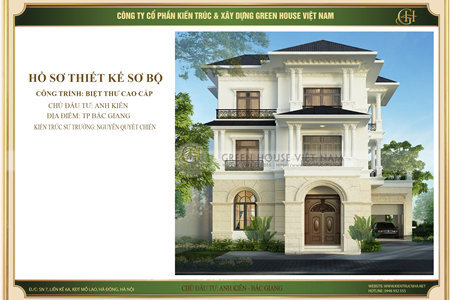 Thiết kế thi công trọn gói biệt thự 3 tầng phong cách tân cổ điển tại Bắc Giang - CĐT Anh Kiên