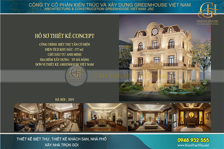 Thiết kế biệt thự 3 tầng diện tích 577m2 - Đà Nẵng