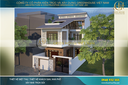 Thiết kế nhà phố hiện đại 3 tầng mặt tiền 10m